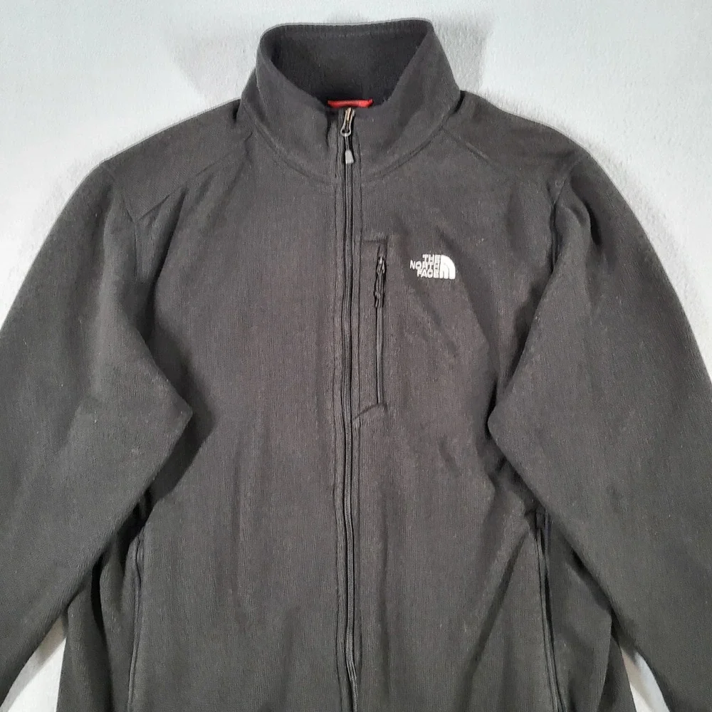 The North Face Fleece Jacket Men's XL Charcoal Gray Full Zip Logo Pocket Outdoor